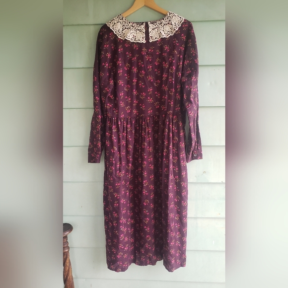 Vintage Laura Ashley Dress~ Maroon - Picture 2 of 4